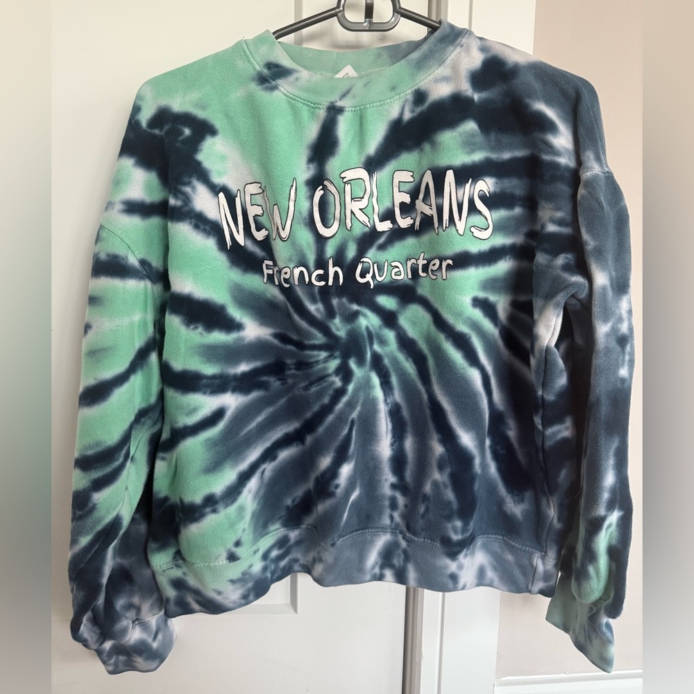 New Orleans French Quarter Tie-Dye Sweater kids size medium